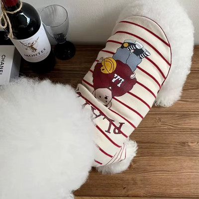 Spring/Summer Pet Clothes for Small Medium Dog Striped Cute Bear Soft Kitten T-S