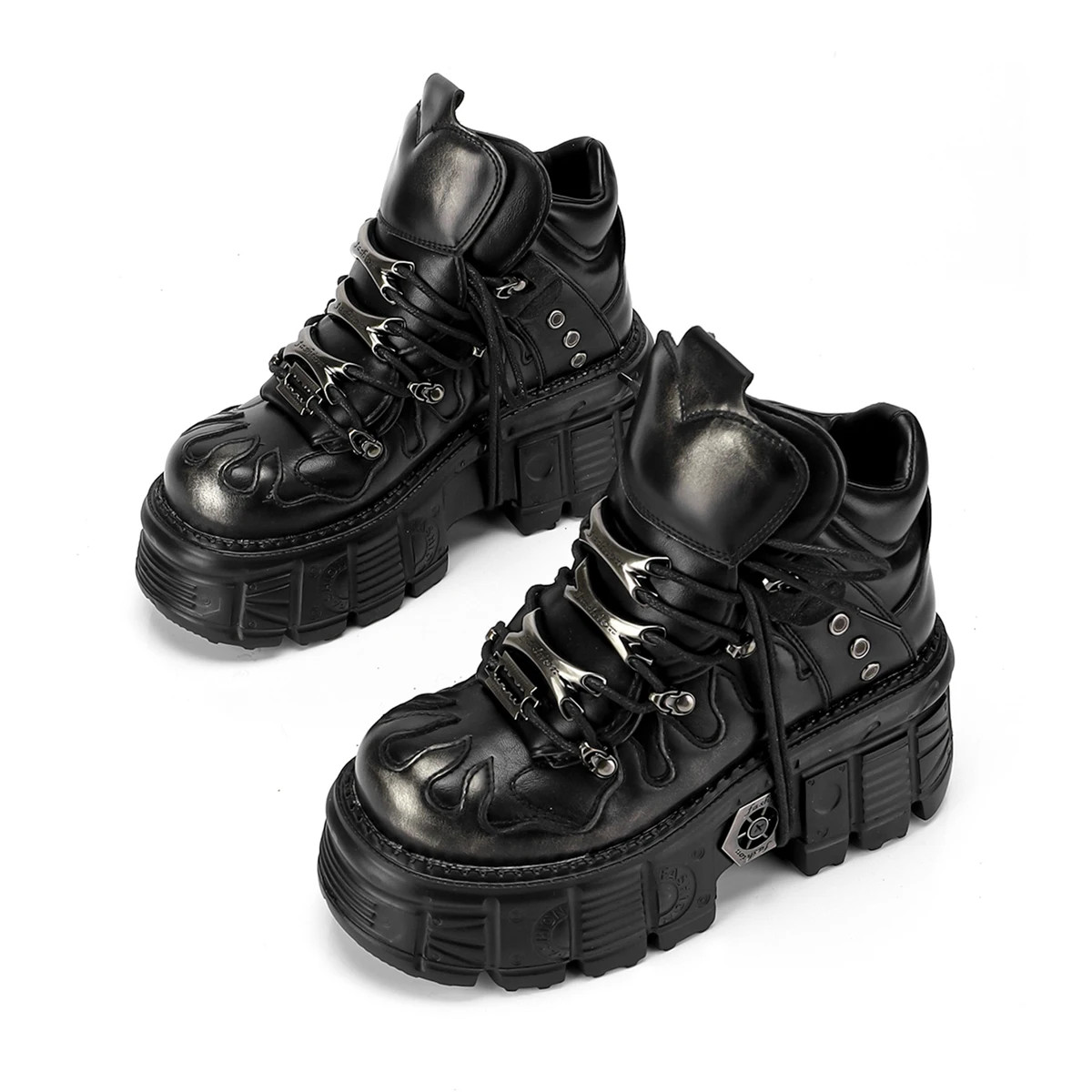 Botas de moto retro españolas zapatos resistentes al desgaste metal punk para hombre mujer