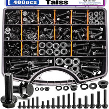 400Pc Metric Flange Bolt Nut Washer Kit M6 M8 M10 Grade 10.9 Black Zinc