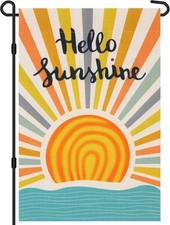 Hello Sunshine Summer Garden Flag 12x18 Inch, Double Sided Holiday summer