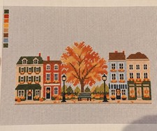 Autumn Village Needlepoint Canvas 18 Mesh 8.4x4