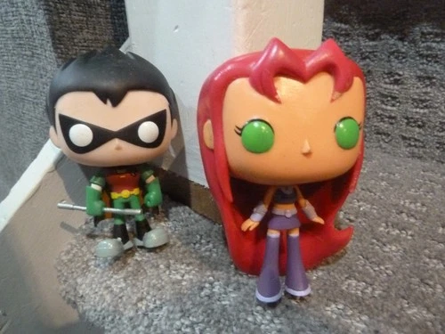 Funko Pop! Teen Titans Go! Robin #107 + Starfire #111 LOT LOOSE FIGURES - NO BOX