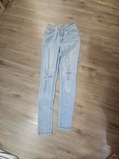 BOB Jeans Women's Light Wash Distressed High Rise Skinny Jeans