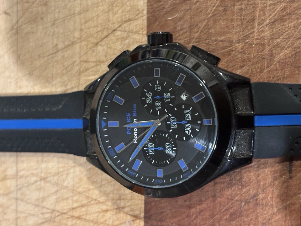 Reloj Pulsera Hombre POLICE "Honor in Blue" - Edición Línea Fina Negra y Azul Foto 2 de 4