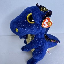 TY Beanie Boos 6" SAFFIRE Blue Dragon Plush Stuffed Animal Toy Heart Tags