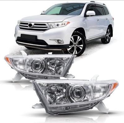 Headlight Assembly Pair For 2011-2013 Toyota Highlander Halogen Headlam L/R