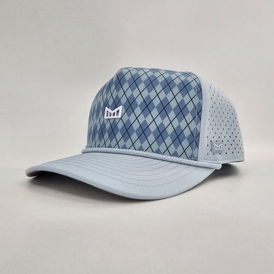 Melin Hydro Odyssey Links Light Blue Argyle Snapback Mens LARGE Hat Golf Cap NEW