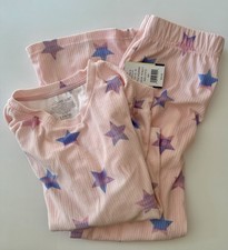 NWT Cuddl Duds Girls 2-Piece Pajama Set - Pink with Purple Stars Size L 10/12 