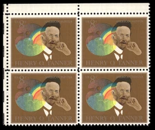 US Scott # 1486, Henry O. Tanner, Block of (4) 1973 8¢ Stamps, MNH