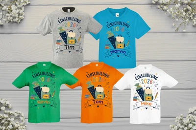 T-Shirt Junge Einschulung Schulkind Schulanfang Name Geschenk Personalisiert - Bild 1 von 2