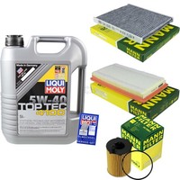 Mann Inspektionspaket 5L Liqui Moly Top Tec 4100 5W-40 FüR Fiat 500 C 0.9