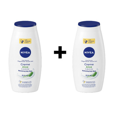 NIVEA Care Shower Creme Aloe Moisturizing Body Wash 25.3 FL OZ (750 mL)   2 Pack