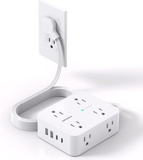 Surge Protector Power Strip, HANYCONY Extension Cord with Multiple 5Ft, White