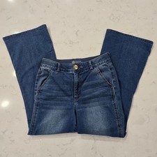 Democracy Absolution Wide Leg Jeans 8P Medium Wash Blue Denim BP2594RJSE Petite