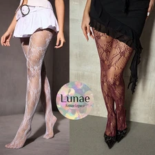 fishnet tights floral RETRO LACE pattern mesh mod 8/10/12/14
