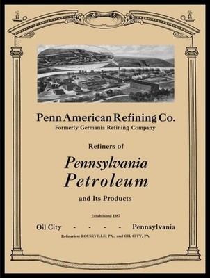 1917 Penn American Refining Co. Oil City Pennsylvania NEW METAL SIGN: 9x12''