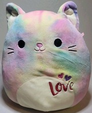 Squishmallow Cat Rainbow "Love" W/ Hearts 8 Inch Soft Stuffed Toy