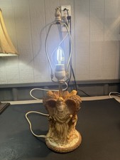 Vintage Three Angel Table Lamp with Wings  Gold Scroll Religious Figurine Decor