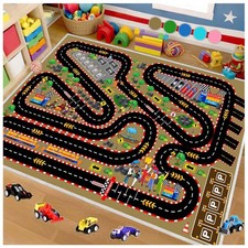 Kids Car Rug for Play Toy Cars, Race Track Play mat Carpet Kid Road Rugs for ...