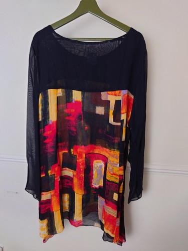 1647 Sixteen 47 Tunic Top Lightweight Chiffon Size 3 UK 24-26-28 Arty - Picture 9 of 15