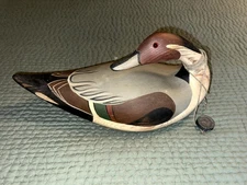 Original Lac La Croix Ducks Unlimited Preening Pintail Wooden Duck Decoy Wilson