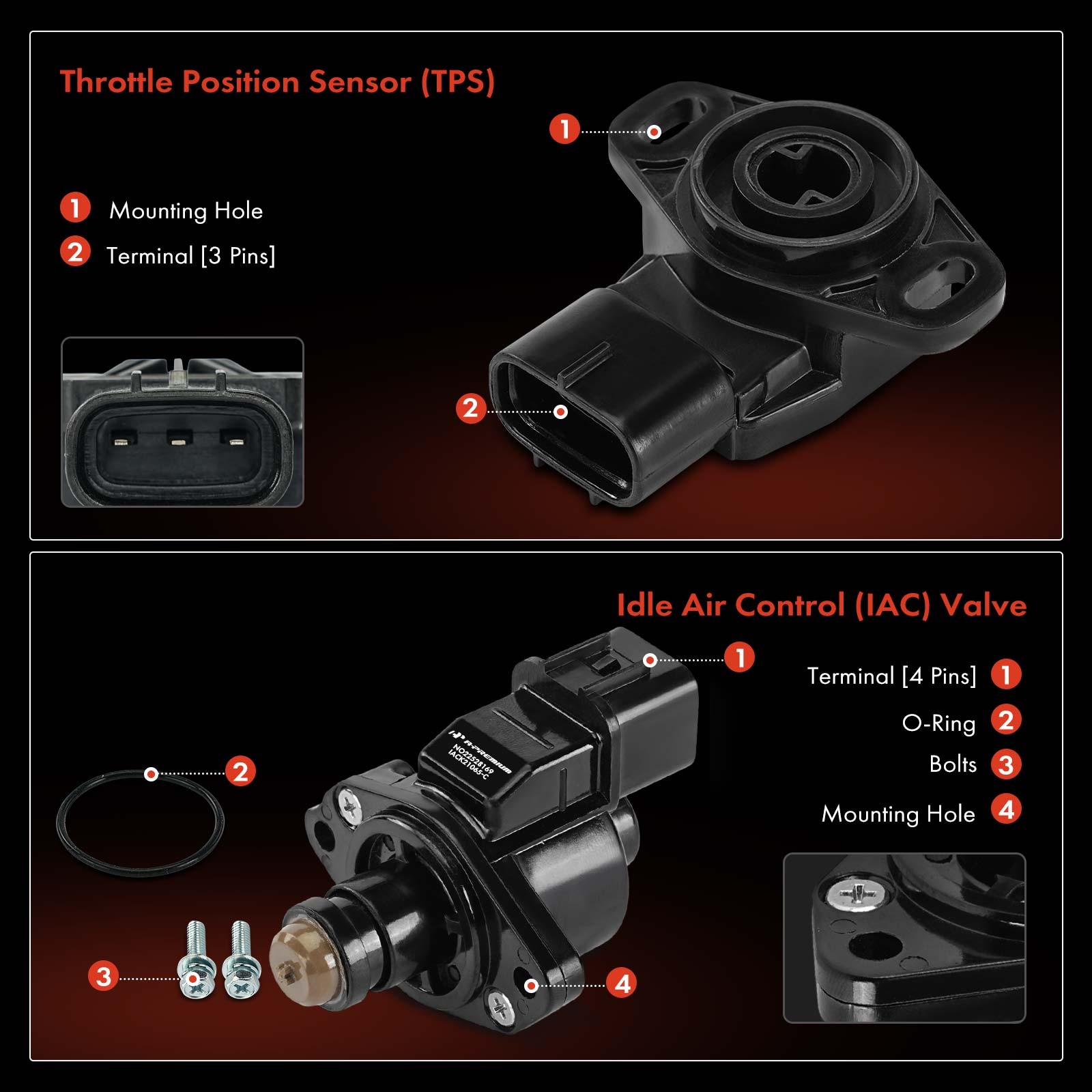 2x Idle Air Control Valve & Throttle Position Sensor Set for Chevrolet Tracker