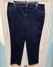 Gloria Vanderbilt Women's Straight Jeans Blue Dark Wash Denim Plus 20W 5-Pocket