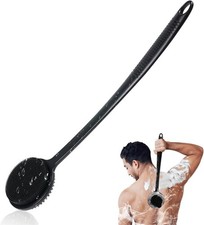 Silicone Back Scrubber for Shower, 17in Lengthen Long Handle Body XL, Black