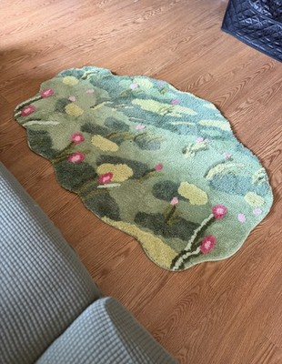Tufted Tulip Runner Rug for Kids 3D Floral Nature Rug 3  x 4  Ft Green Pink