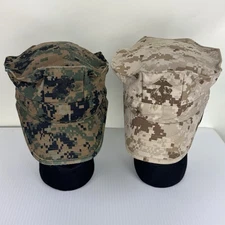 LOT OF 2 | USMC 8 Point Utility Cover, Desert & Woodland MARPAT Hat Marine's Cap