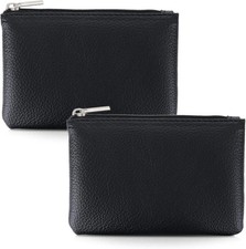 2 Pack Leather Zipper Coin Purse,Portable Change Wallet,Coin Pouch with Zipper f