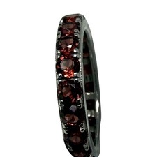 Sterling Silver Garnet Eternity Band Ring Size 5.75 925 Gemstone Stackable
