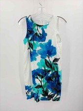 Pre-Owned London Times White Size 4P Floral Knee Length Sleeveless Dress