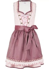 2-tlg Dirndl m Schürze kniefrei Gr 40 Puderflieder Bordeaux Damen Minikleid Neu*