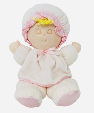 Vintage Eden Baby Doll Velour Pink Stuffed Plush Satin Trim Sleeping Eyes 11"