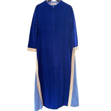 Vintage Vanity Fair Blue Velour Robe Size 14 Lounge Cute MCM