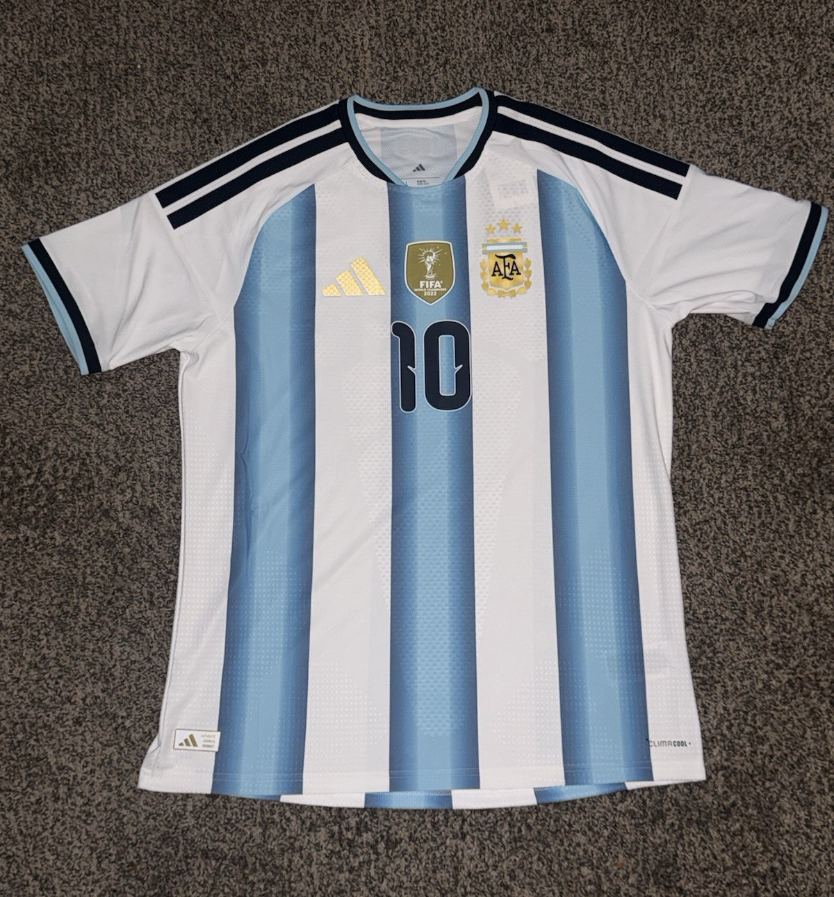 adidas Argentina AFA Home Messi 10 Climacool+ Short Sleeve Jersey Men's L