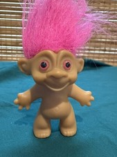 Vintage Troll Doll Pink Hair with Pink Eyes Unbranded Made in China
