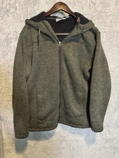 Rugged Elements Hoodie Men's Large Green Fleece Mountain Sweater Jacket Euc