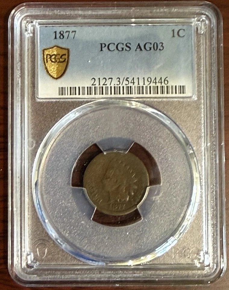 1877 Indian Head Cent - Strong Date-  PCGS Graded AG03 - Image 2 of 4