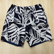 Speedo Swim Shorts Mens Medium Blue Tropical Mesh Lined Drawstring Trunks Beach