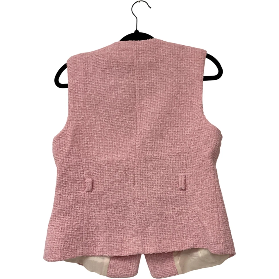 Chaleco Blazer Zara Mujer Tweed Talla L Rosa Texturizado Dorado Botones 2132/091 Nuevo Con Etiquetas Foto 2 de 4
