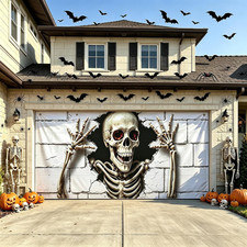 7X16 FT Large Halloween Garage Door Cover Halloween Decorations