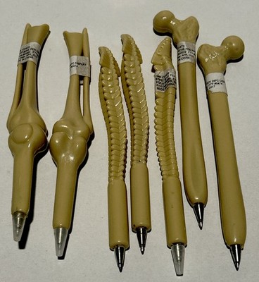 Bone Shape Ballpoint Pen 7 PCS Black Ink Halloween Doctor Nurse Office Party