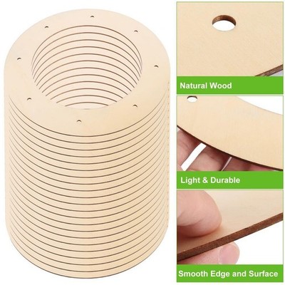20Pcs Wooden Wreath Frames for Crafts Circle with Holes for Hanging Decorations