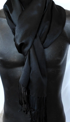 Sciarpa Lunga Di Seta Per Le Donne Nero Designer Hijab Scialli - Foto 10