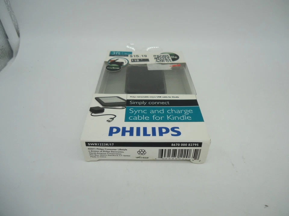 Cable micro USB retráctil de sincronización y carga Philips de 3 pies para Kindle nuevo (BP) Foto 3 de 3