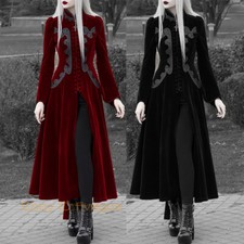 Women Medieval Renaissance Gothic Retro Long Dress Tuxedo Coat Carnival Clothes