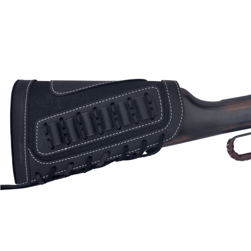 Rifle Cartridges Carrier Buttstock Canvas Leather Cover For .30-30 .308 .22 12GA - Picture 14 of 53