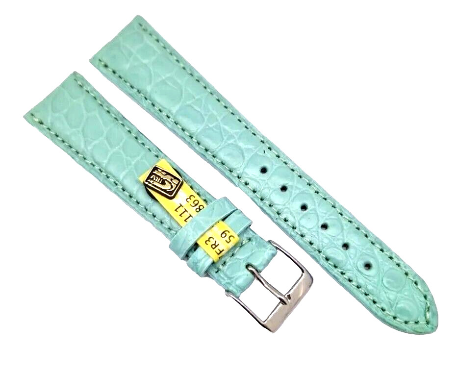 Correa de reloj cocodrilo auténtico 20 mm azul turquesa fabricante alemán / 31